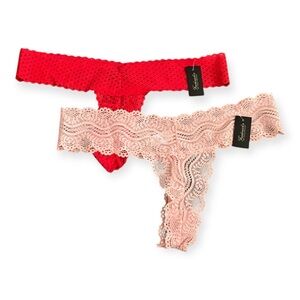 Frederick’s of Hollywood Womens Pink and Red thong Set.
